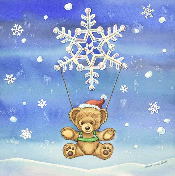 Teddy with Parachute Illustrations art by Susi
