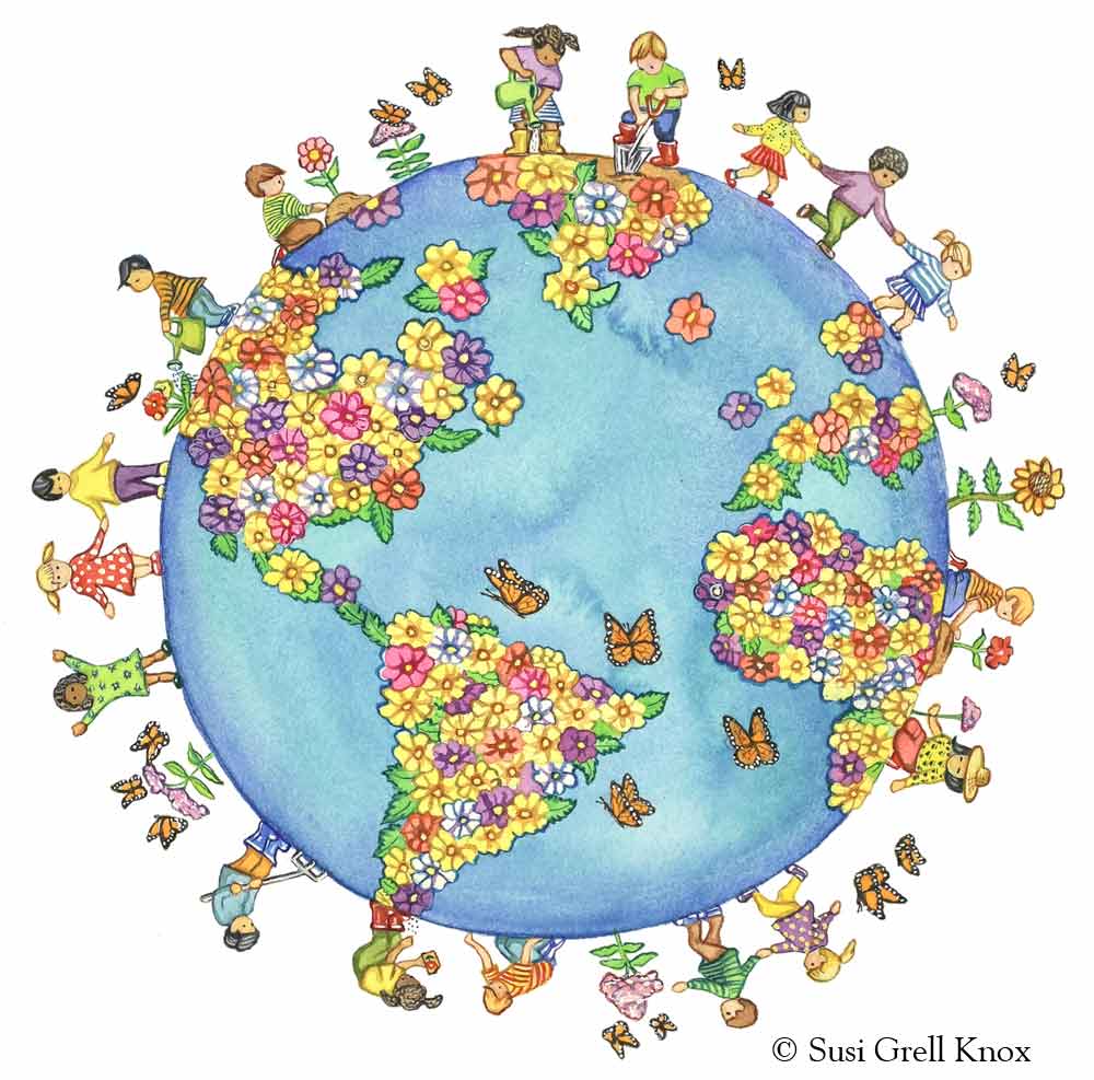 Globe Children Illustrations art by Susi