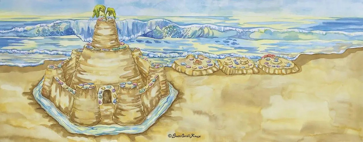 A Painting Featuring Sandcastles