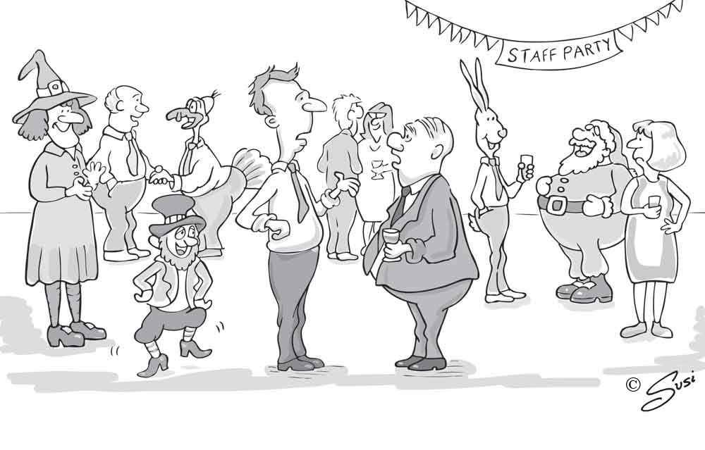 "With all the cutbacks, we’ve had to hire seasonal help." Cartoon