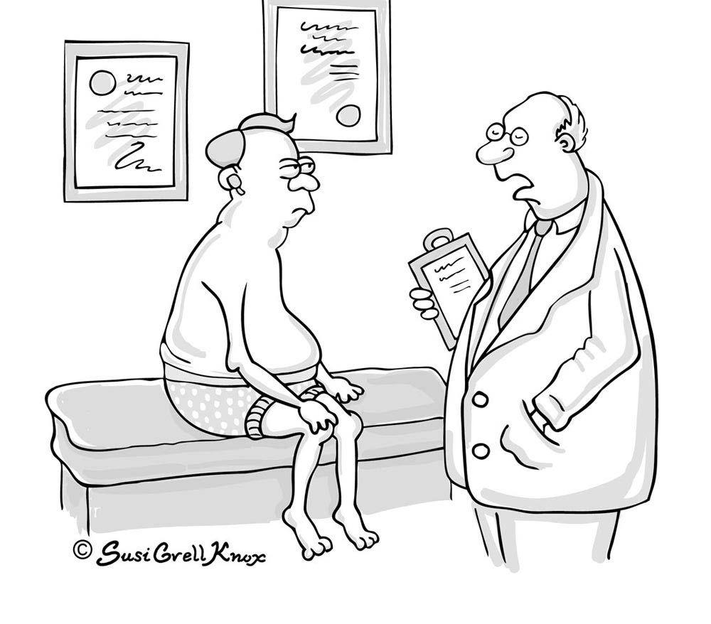 "No, you’re not hearing voices...just turn down your Bluetooth." Cartoon